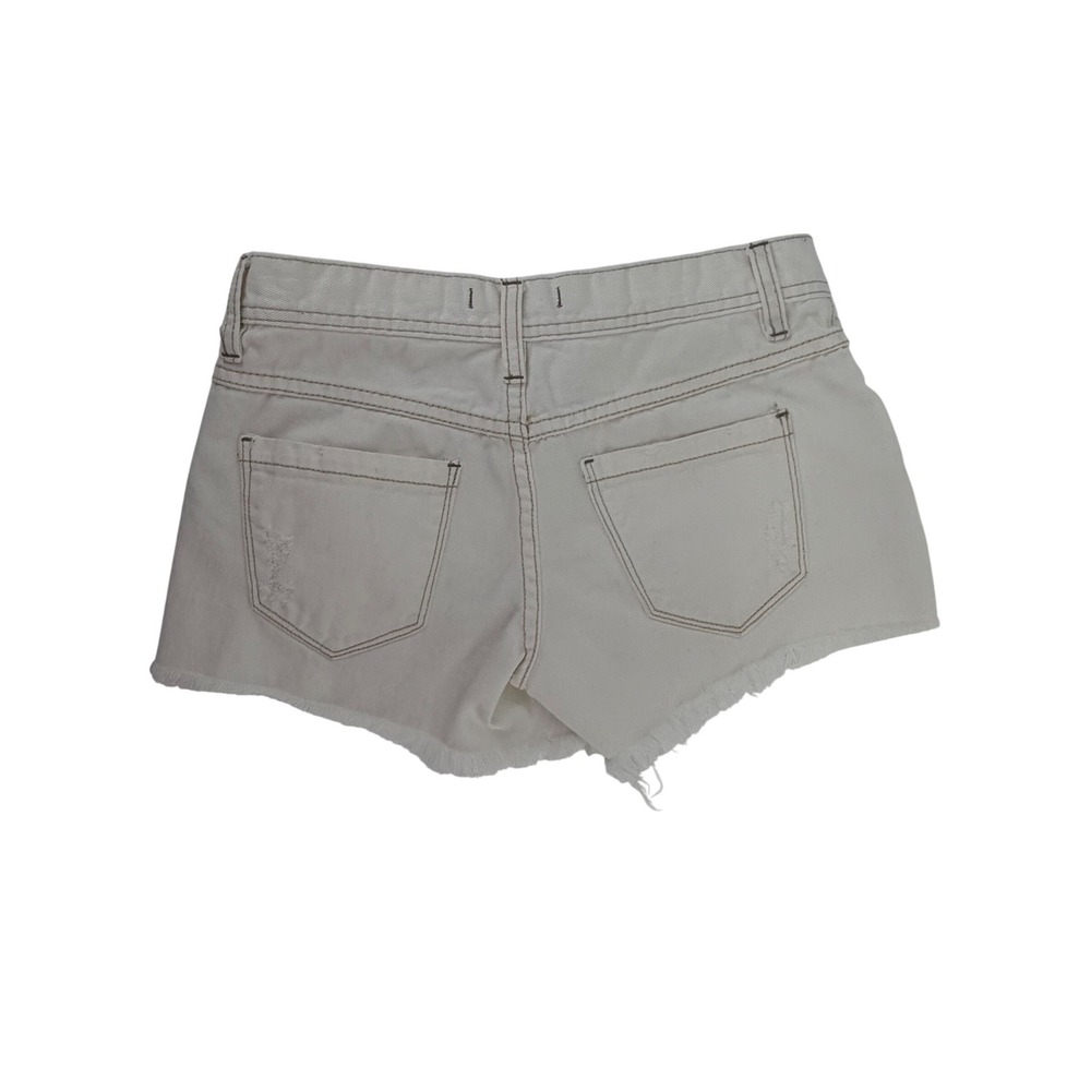 Free People Cream Denim Cutoff Shorts Size 24 Distressed Raw Hem Boho Festival - Picture 4 of 9